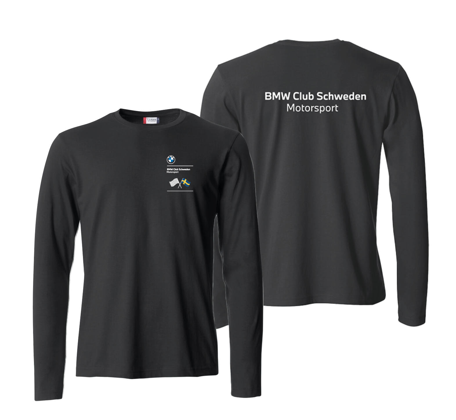 Långärmad T-shirt  med ryggtryck Herr/Dam (Motorsport) Svart