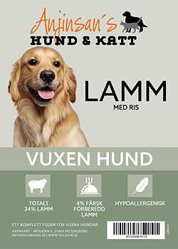 Anjinsans Lamm med Ris  Vuxen 1,5 kg