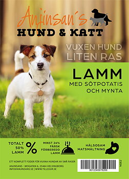 Anjinsans GF Lamm med Sötpotatis och Mynta  Liten Ras Vuxen 2kg