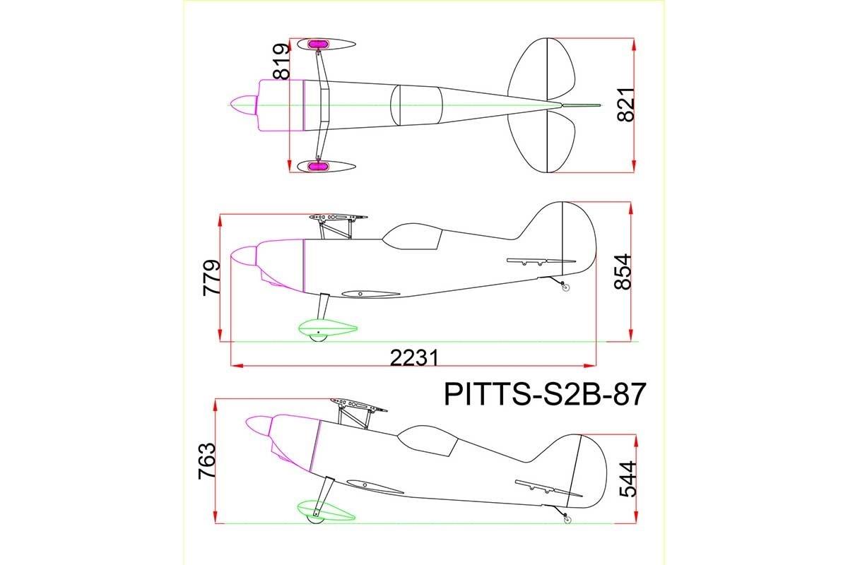 Pilot RC Pitts S2B Yellow Bulldog 2,2m 87tum - 5