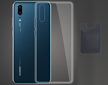 Huawei P20 Pro Skal & Korthållare - Skydd & Smidig Korthantering - Svart