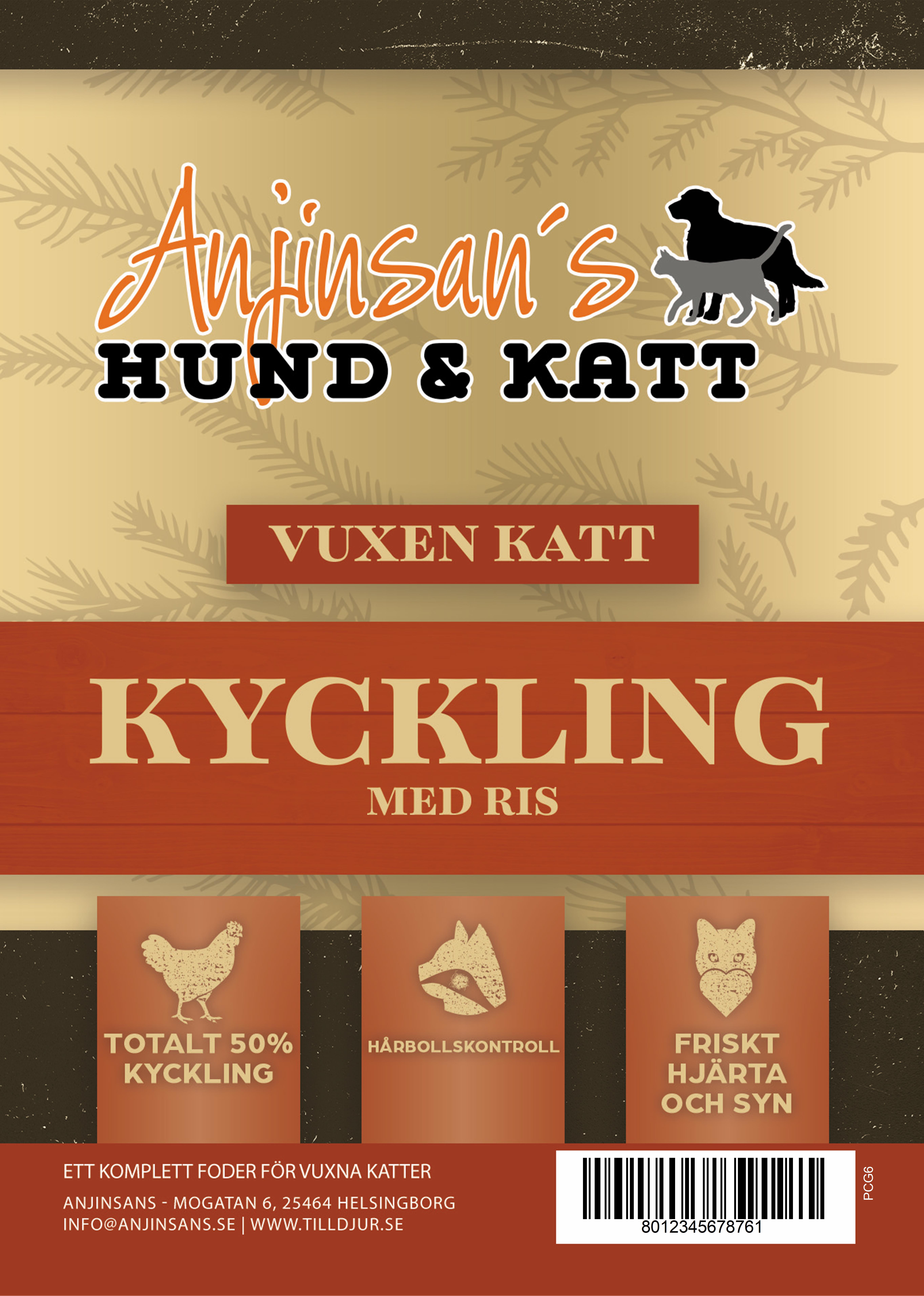 Anjinsans Kyckling med Ris Vuxen Katt 300 g