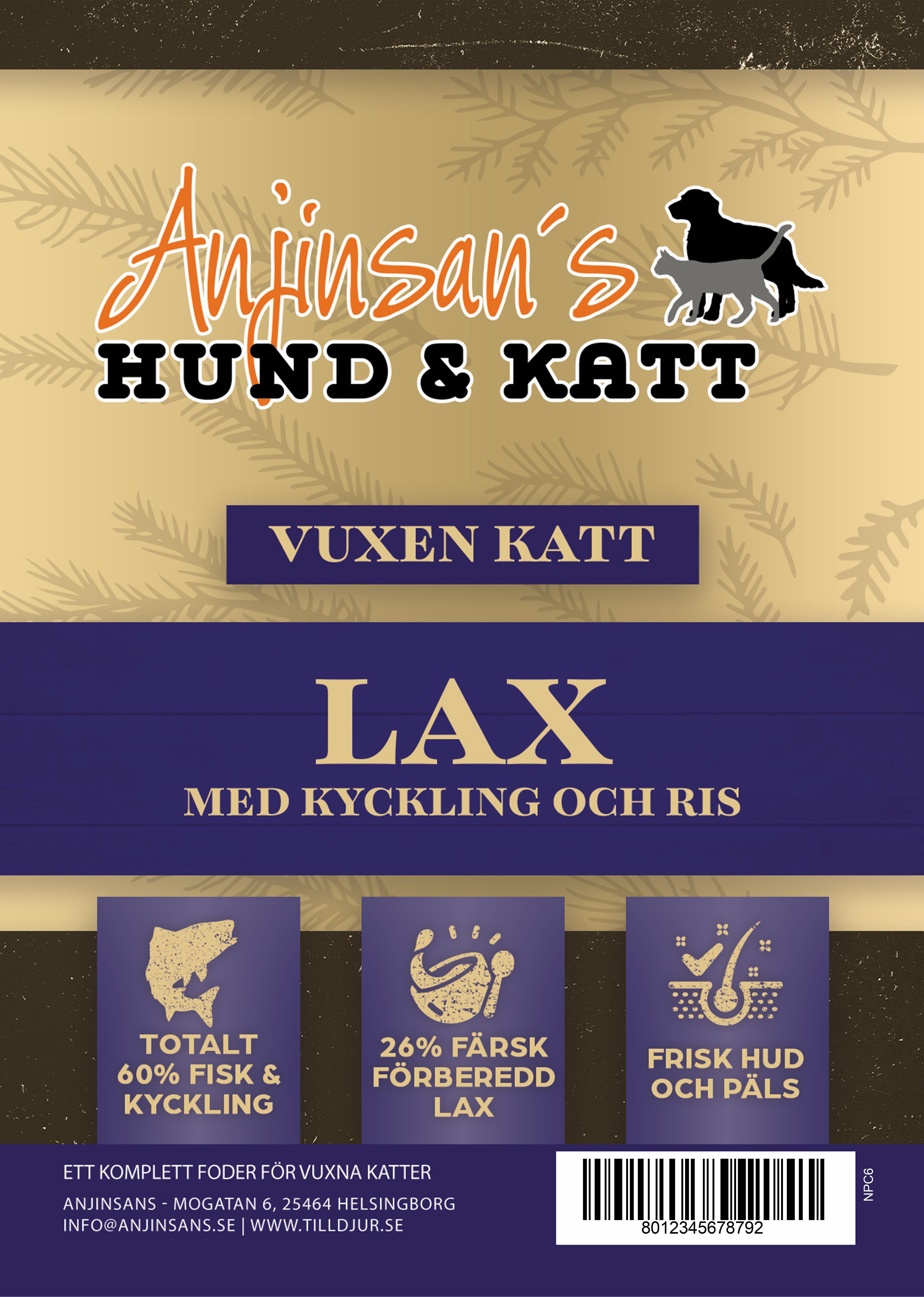 Anjinsans Lax och Kyckling med Ris Vuxen Katt 2 kg