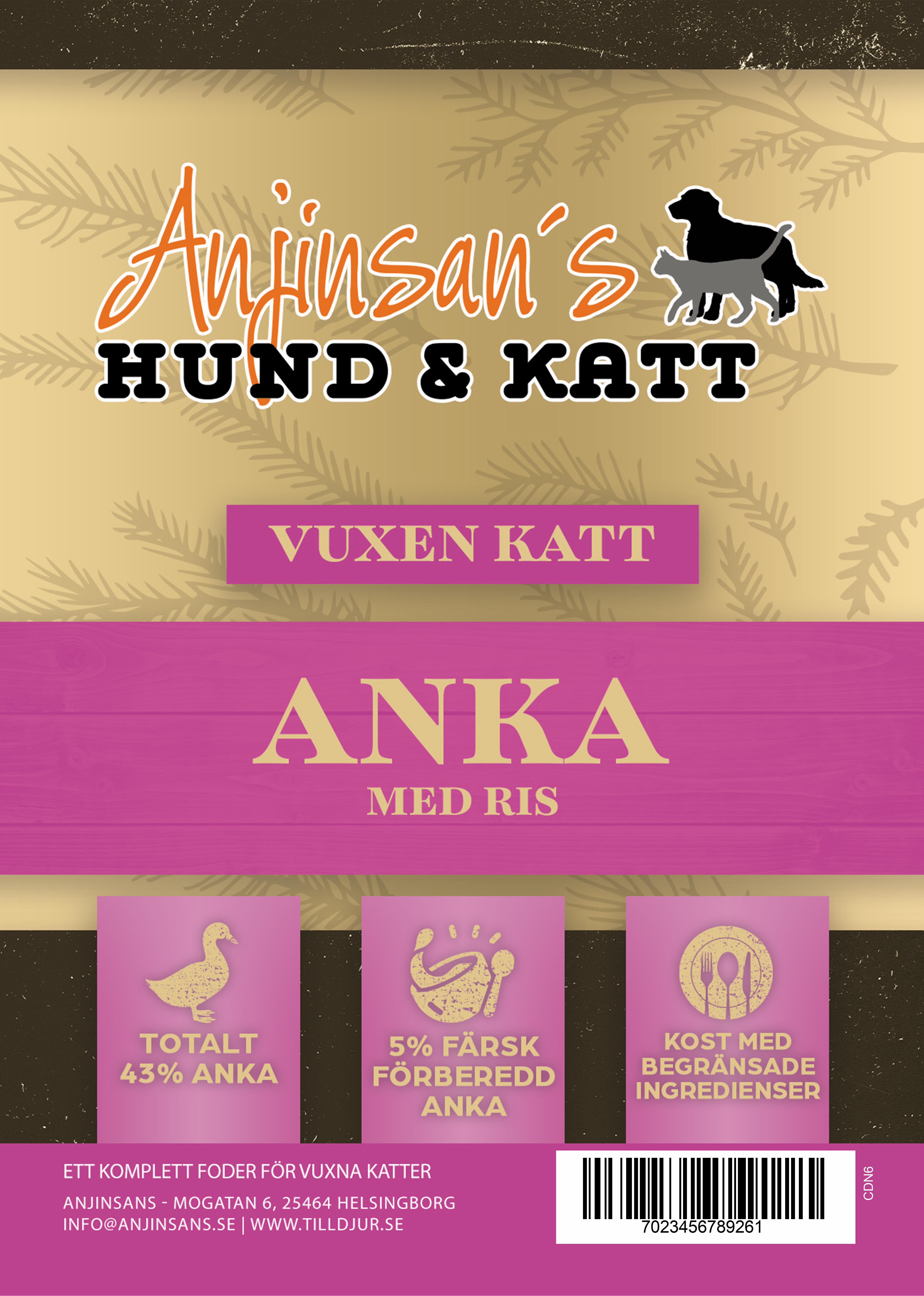 Anjinsans Anka med ris Vuxen Katt 300 g