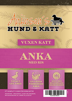 Anjinsans Anka med ris Vuxen Katt 300 g