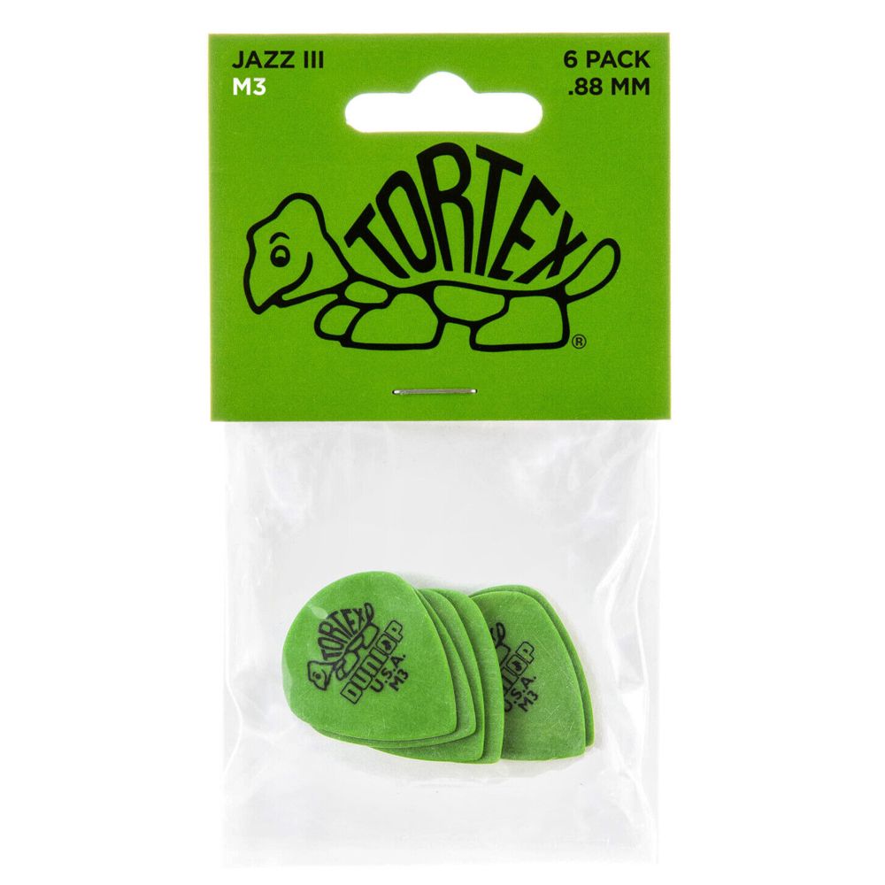 Dunlop Tortex® Jazz 3 Picks M3 Medium (6-Pack)