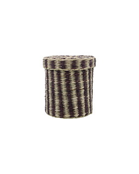 Korg med lock L randig natur/brun, House Doctor