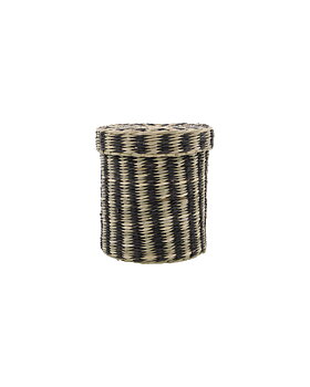 Korg med lock M randig natur/brun, House Doctor
