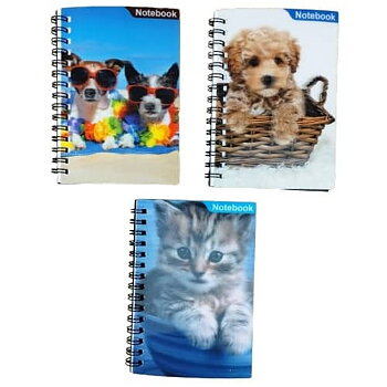 Anteckningsbok, 3D, hund o katt