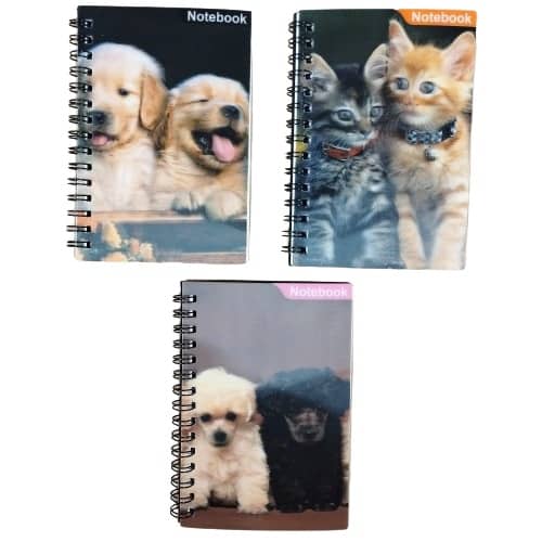 Anteckningsbok, 3D, hund o katt - 2