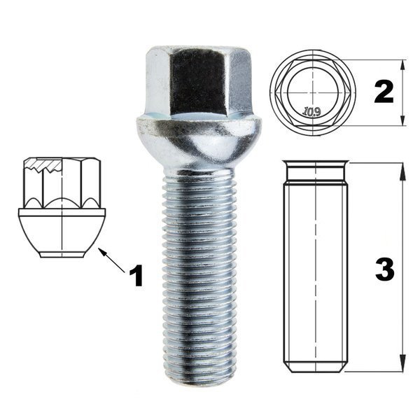 Hjulbult Kula NV17 14X1,5X40 zink - 2