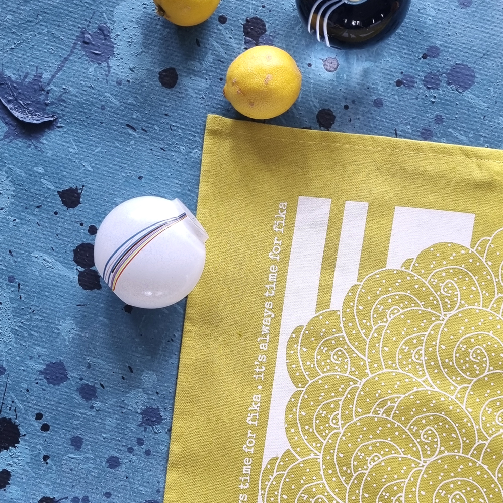 tea towel FIKA CINNAMON BUN yellow/white 50x70 cm - 3