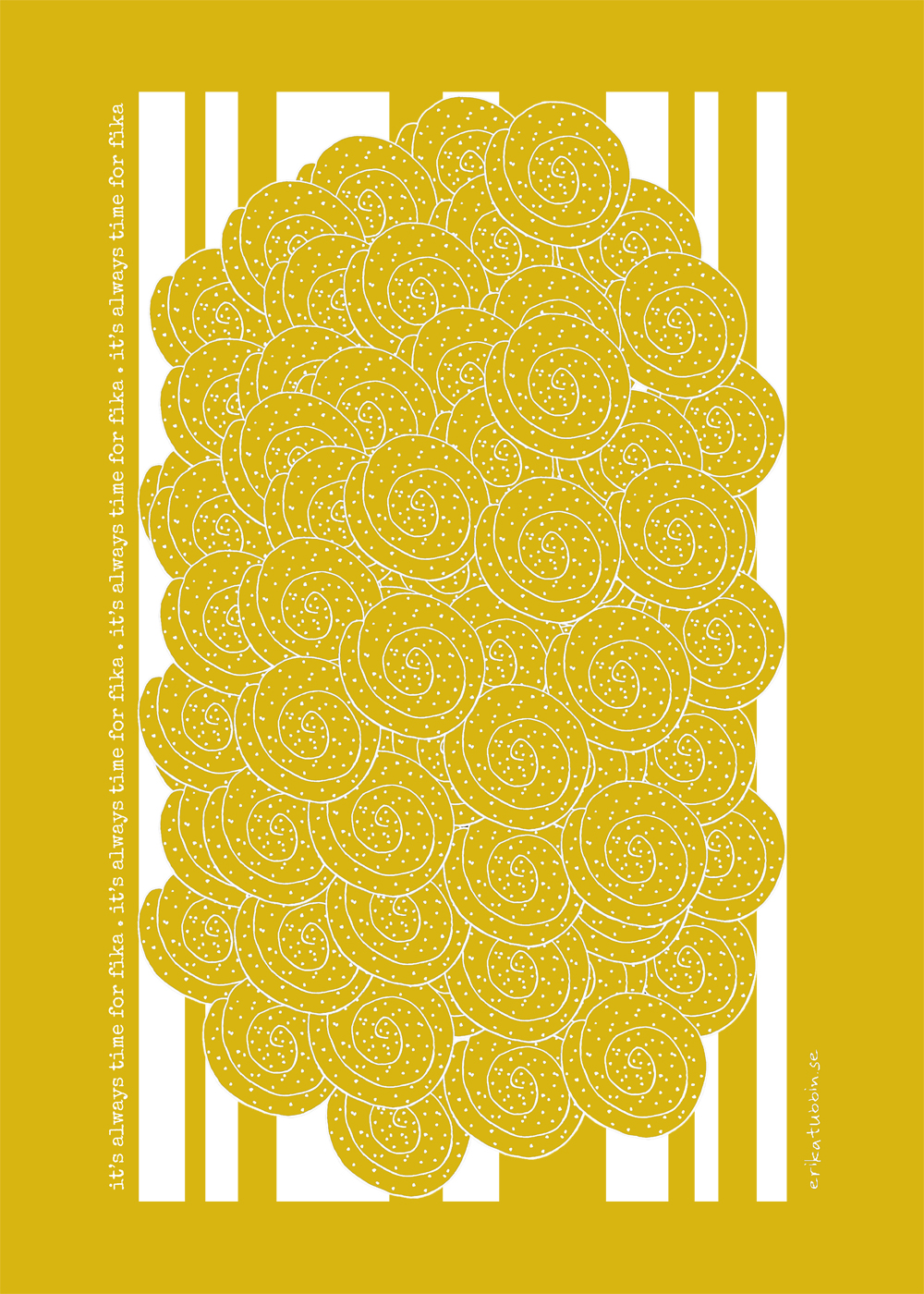 tea towel FIKA CINNAMON BUN yellow/white 50x70 cm - 4