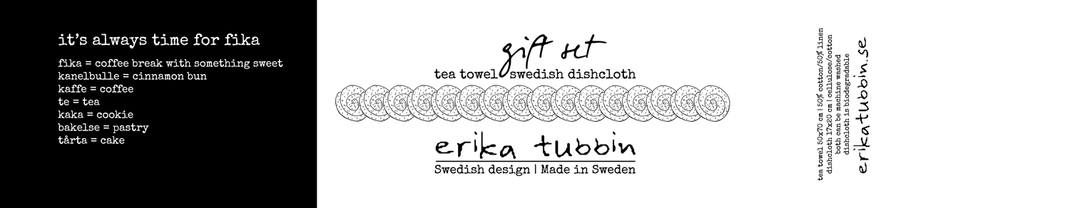 giftset FIKA CINNAMON BUN tea towel + dishcloth yellow/white - 6