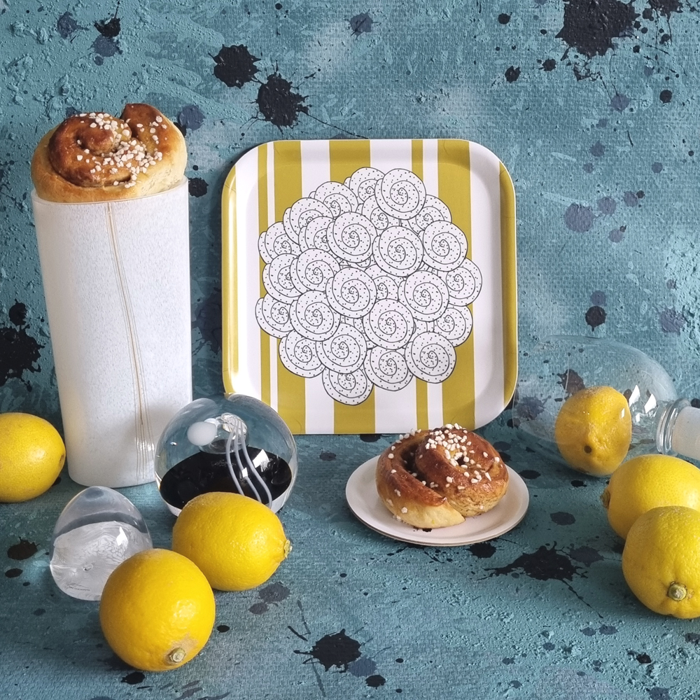 tray/cookie plate FIKA CINNAMON BUN yellow/white 20x20 cm - 3