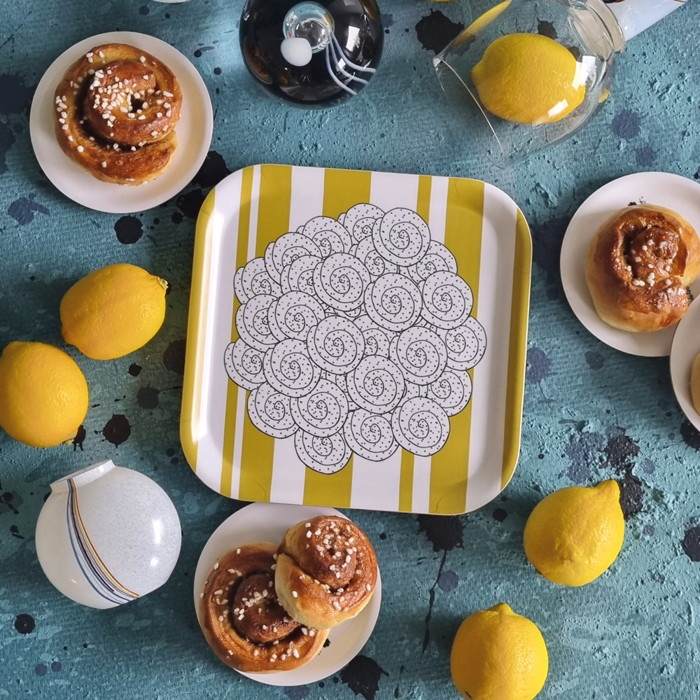 tray/cookie plate FIKA CINNAMON BUN yellow/white 20x20 cm - 4