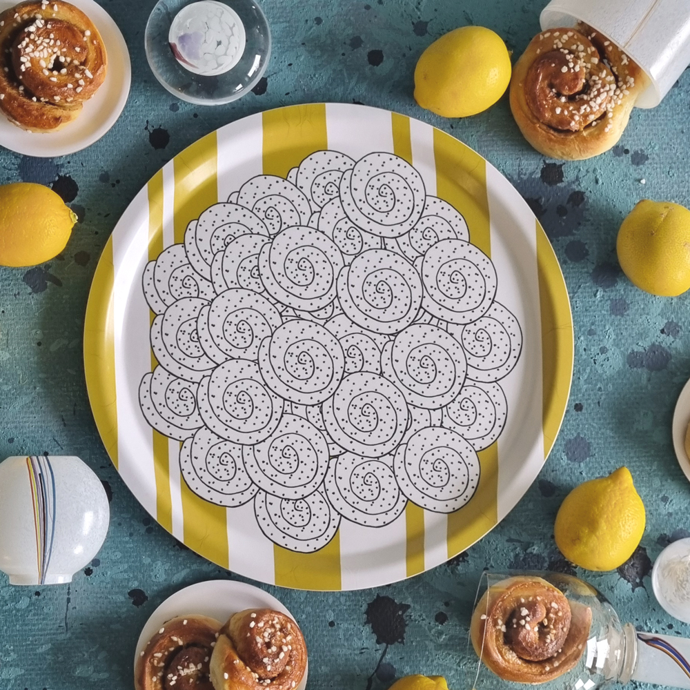 tray FIKA CINNAMON BUN yellow/white 31 cm - 3