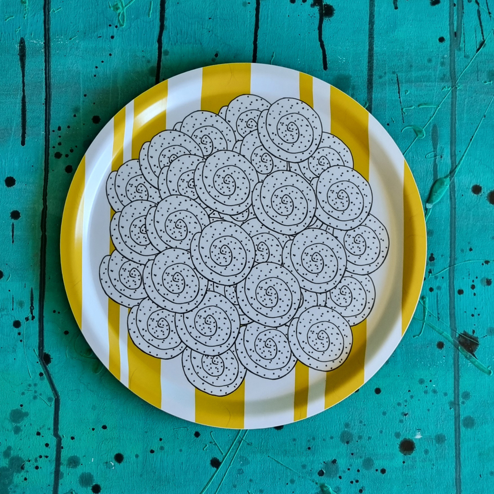 tray FIKA CINNAMON BUN yellow/white 31 cm