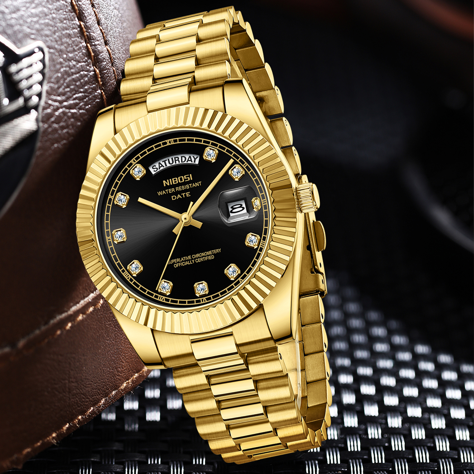 Nibosi Day-Date Gold Black - 6