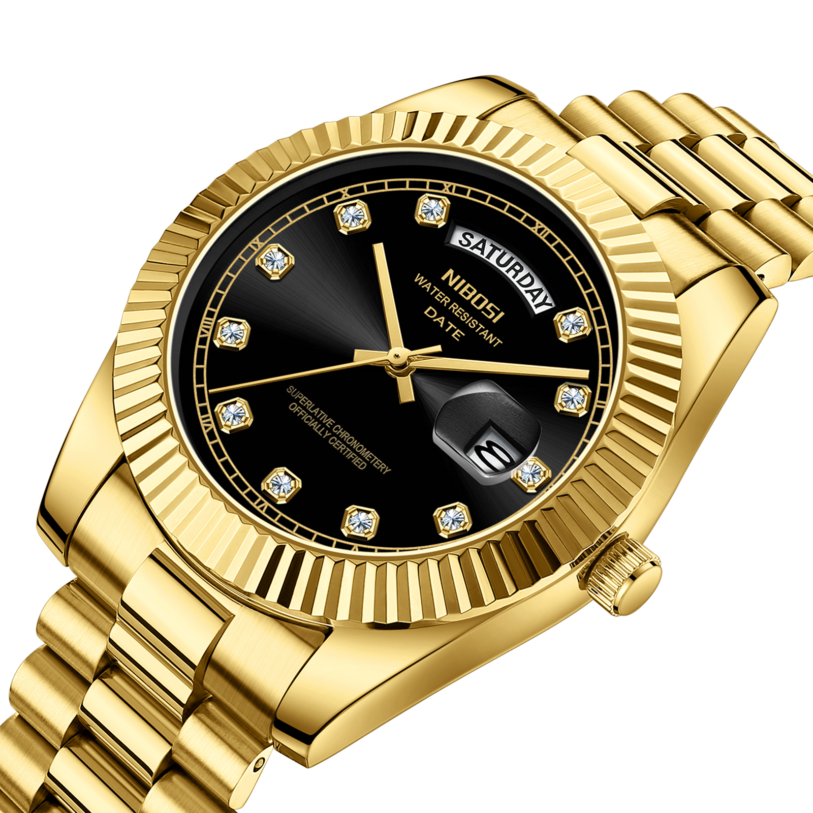 Nibosi Day-Date Gold Black - 2
