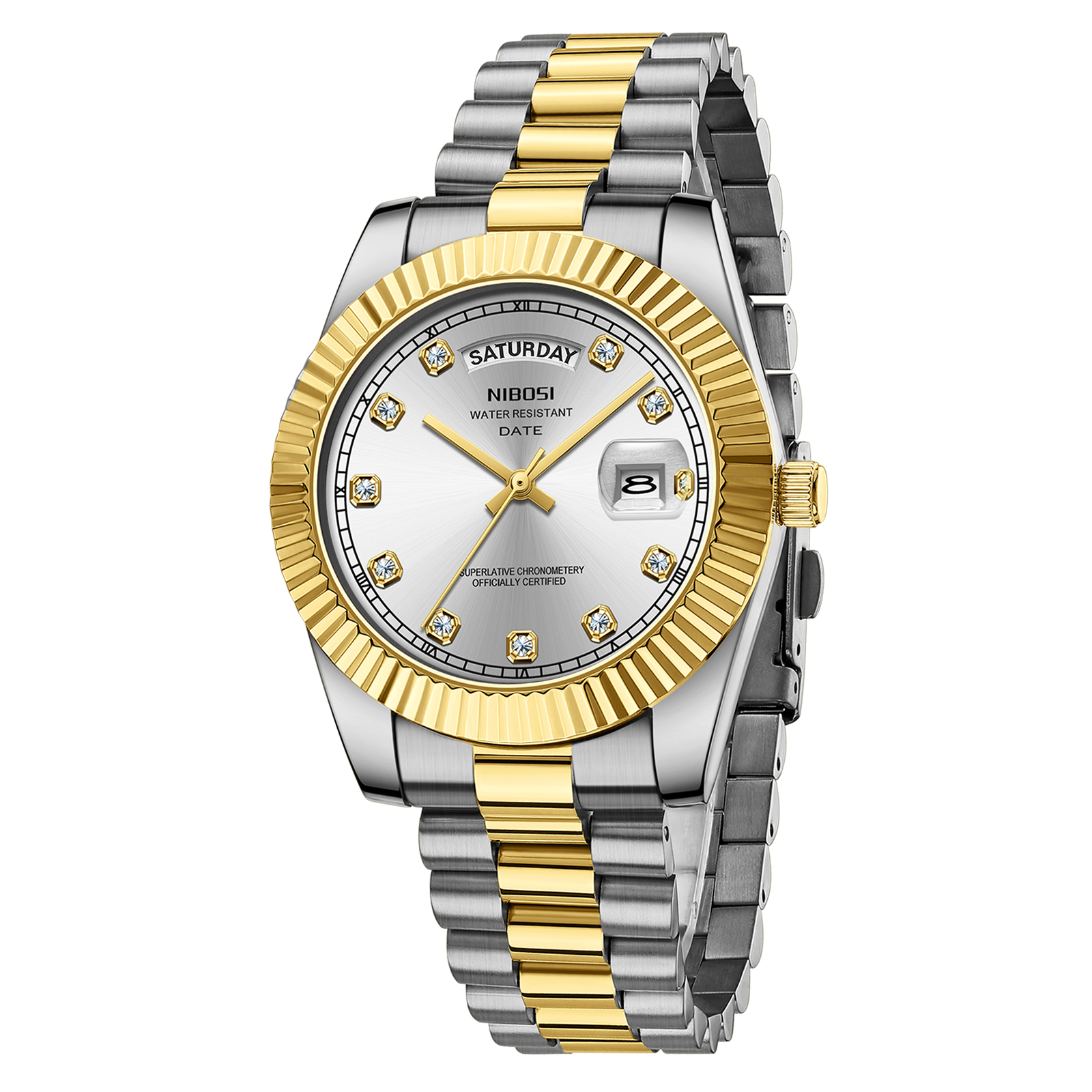 Nibosi Day-Date Silver Gold - 3