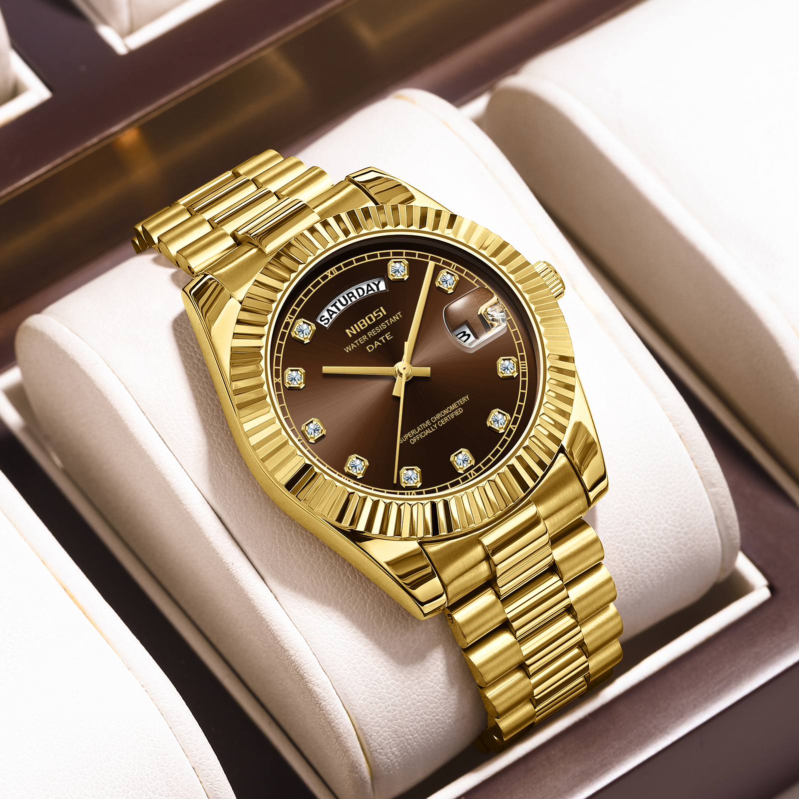 Nibosi Day-Date Gold Brown - 6