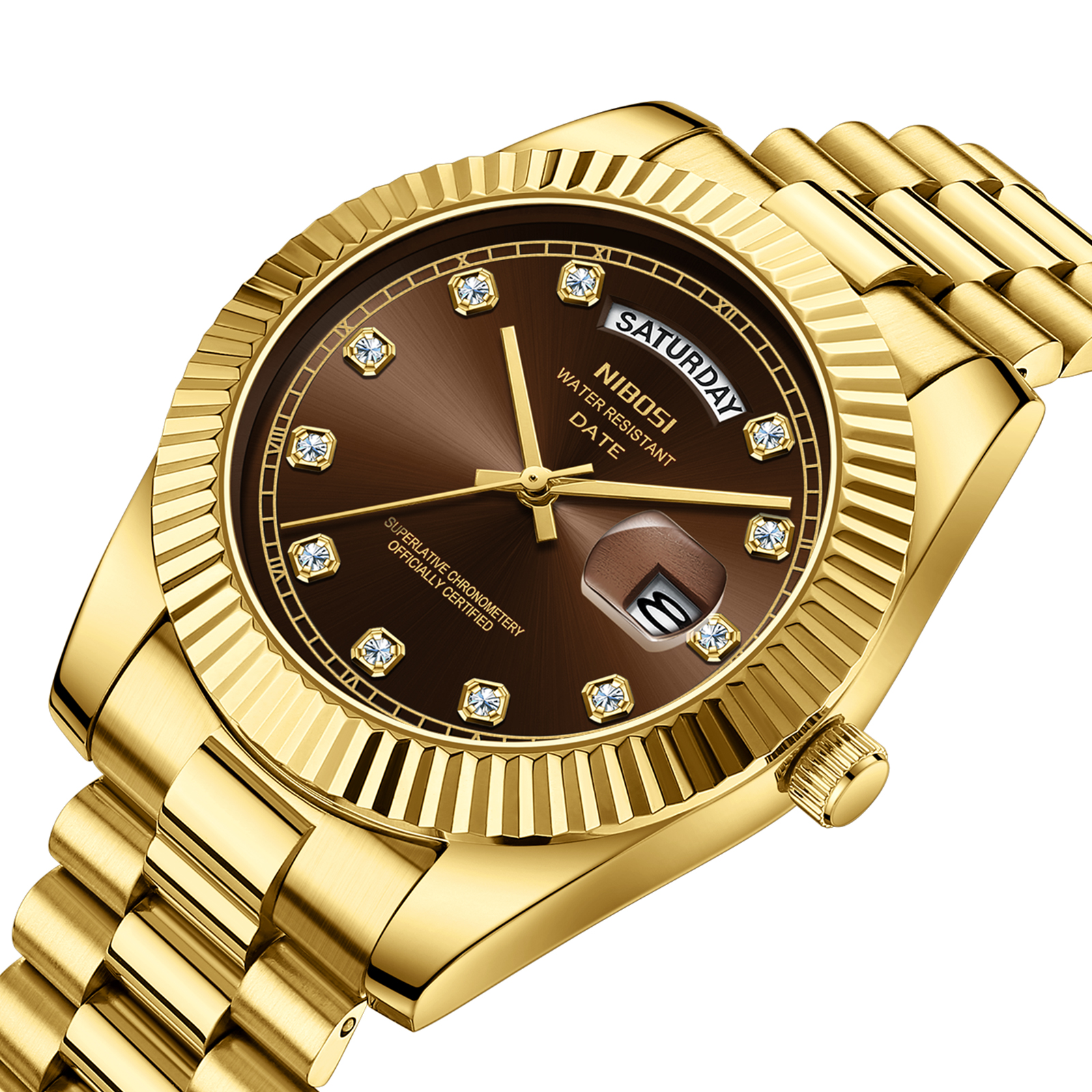 Nibosi Day-Date Gold Brown - 2