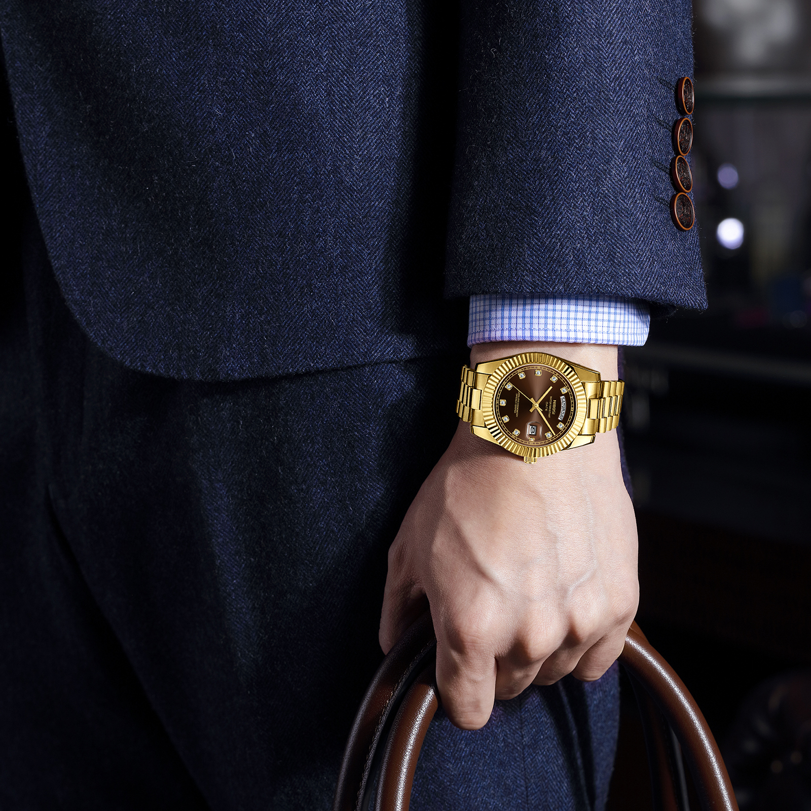 Nibosi Day-Date Gold Brown - 8