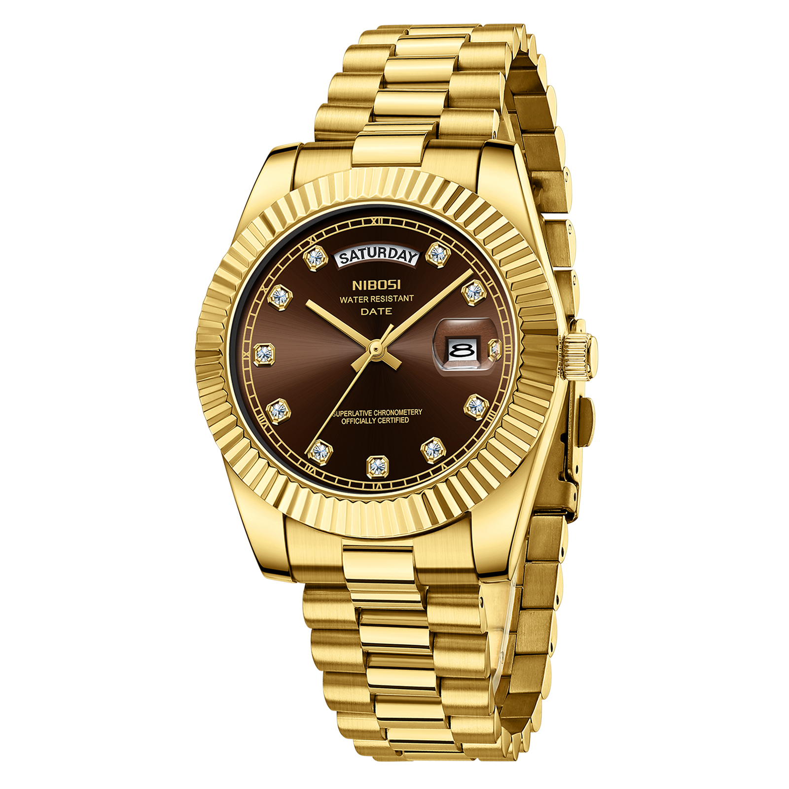 Nibosi Day-Date Gold Brown - 3