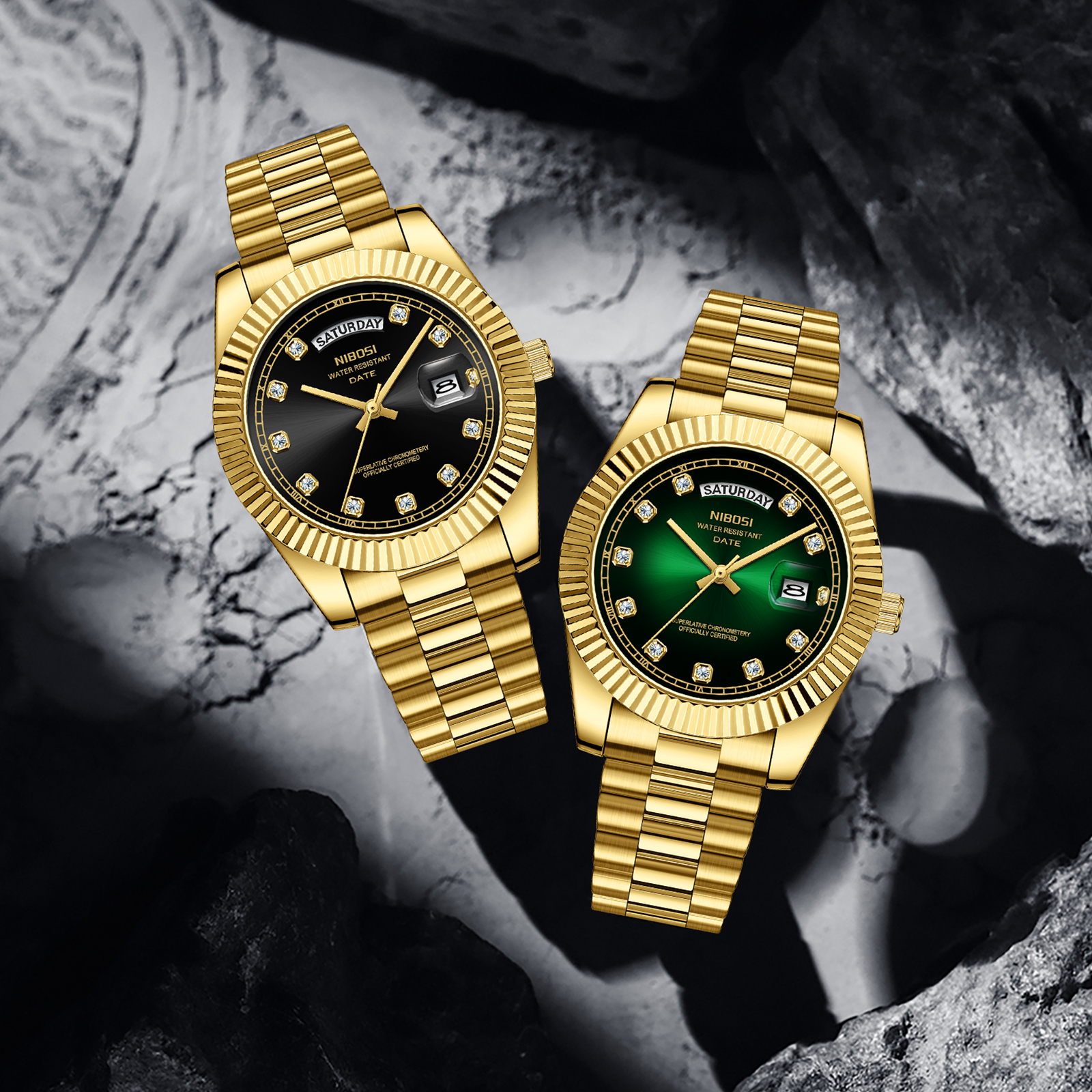 Nibosi Day-Date Gold Green - 7