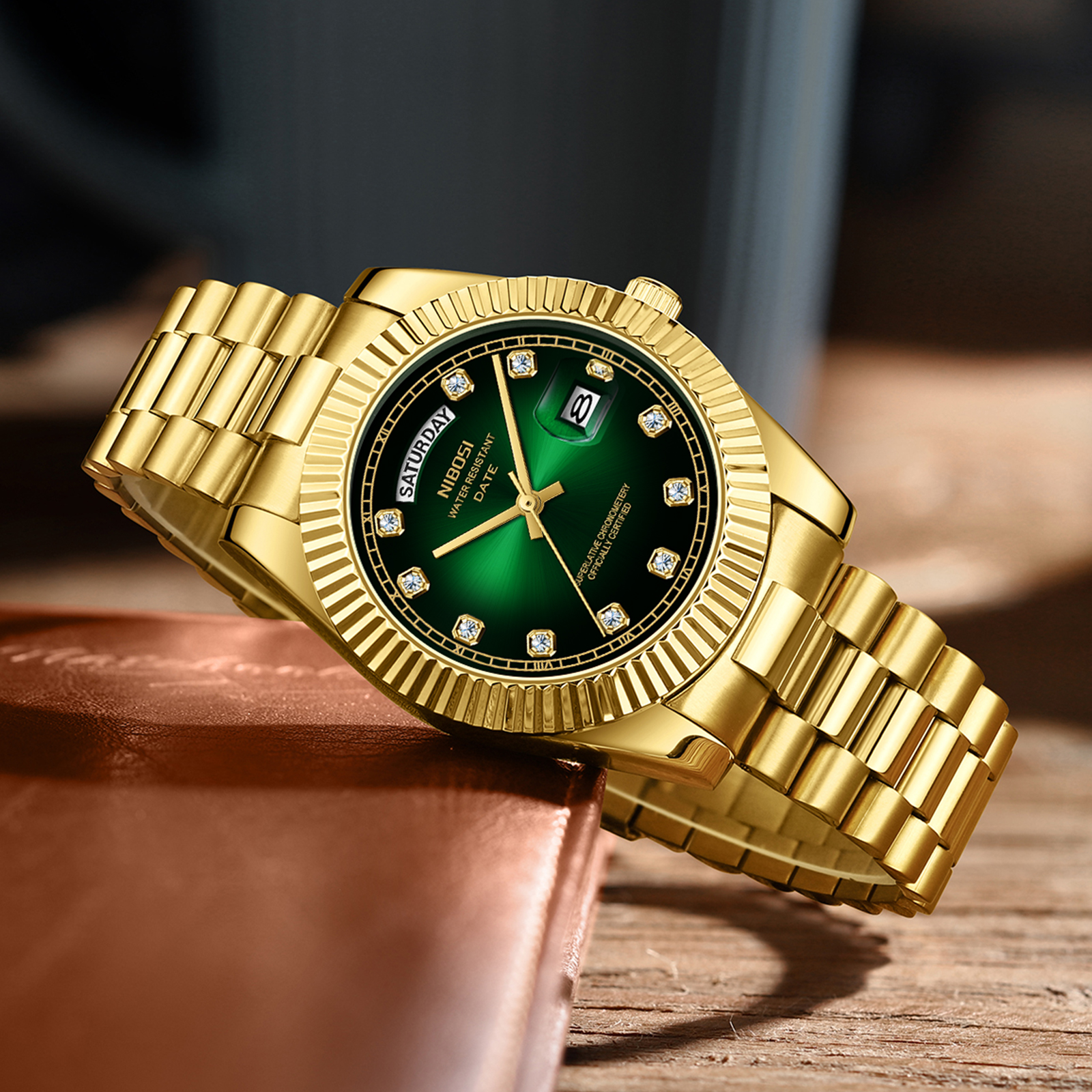 Nibosi Day-Date Gold Green - 9