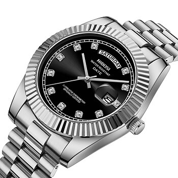 Nibosi Day-Date Silver Black