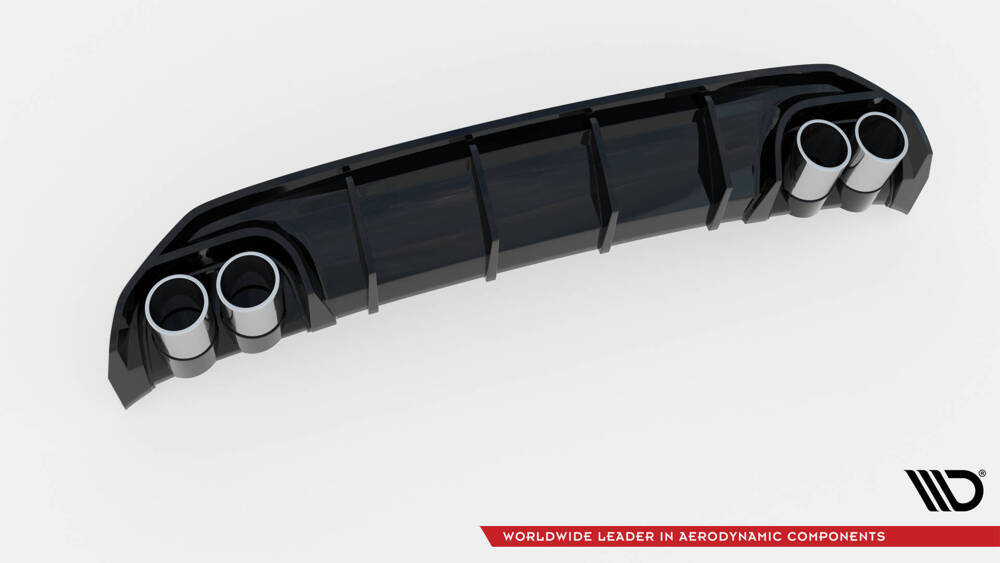 Maxton - REAR VALANCE + EXHAUST ENDS IMITATION AUDI A3 S-LINE SEDAN 8Y - Chrome - 4
