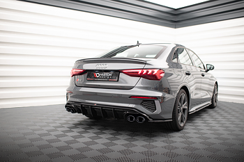Maxton - REAR VALANCE + EXHAUST ENDS IMITATION AUDI A3 S-LINE SEDAN 8Y - Chrome