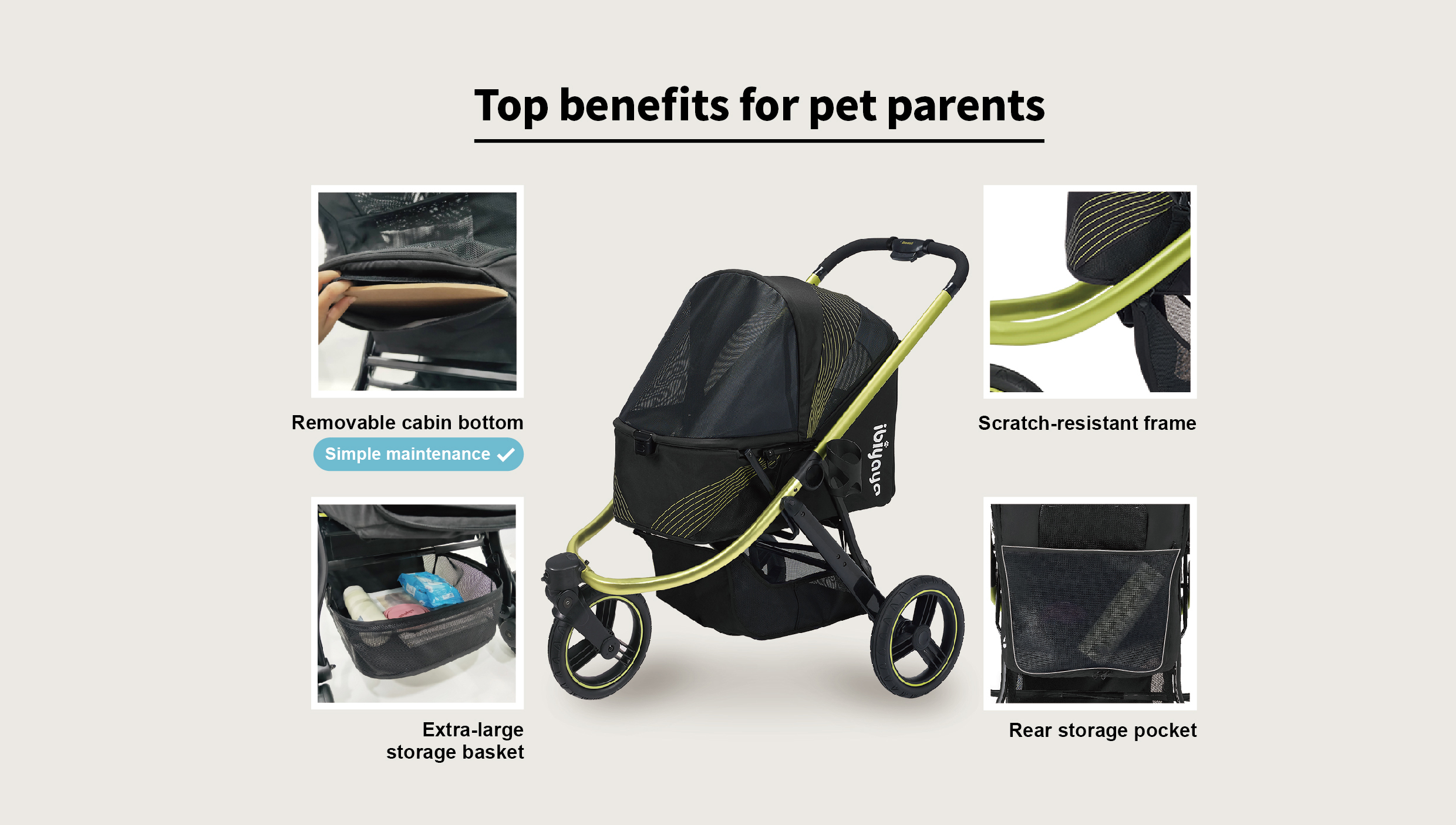 The Beast Pet Jogging Stroller -  Jet Black - 10