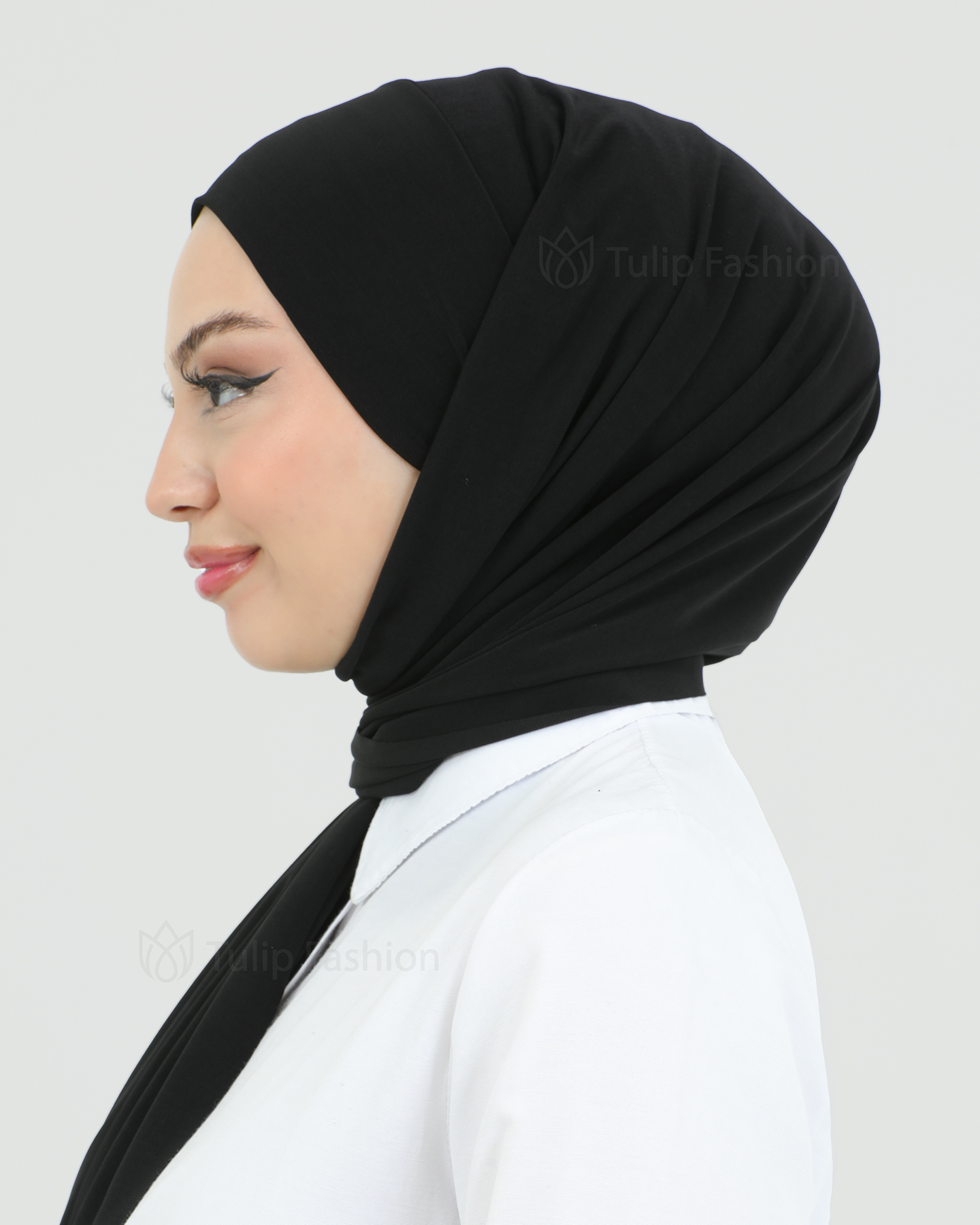 Hijab - Instant lycra with band - Black - 3