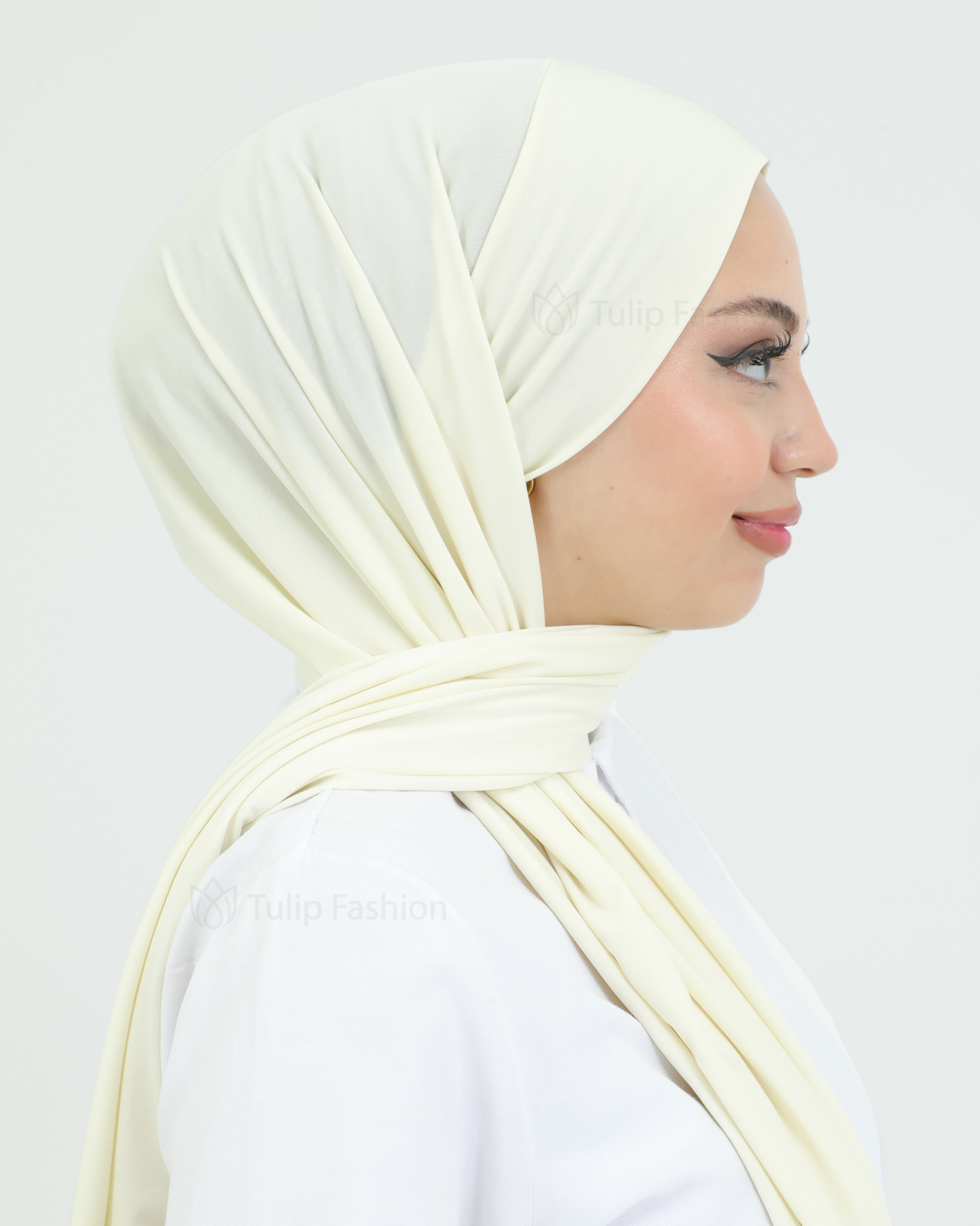 Hijab - Instant lycra with band - Cream - 5