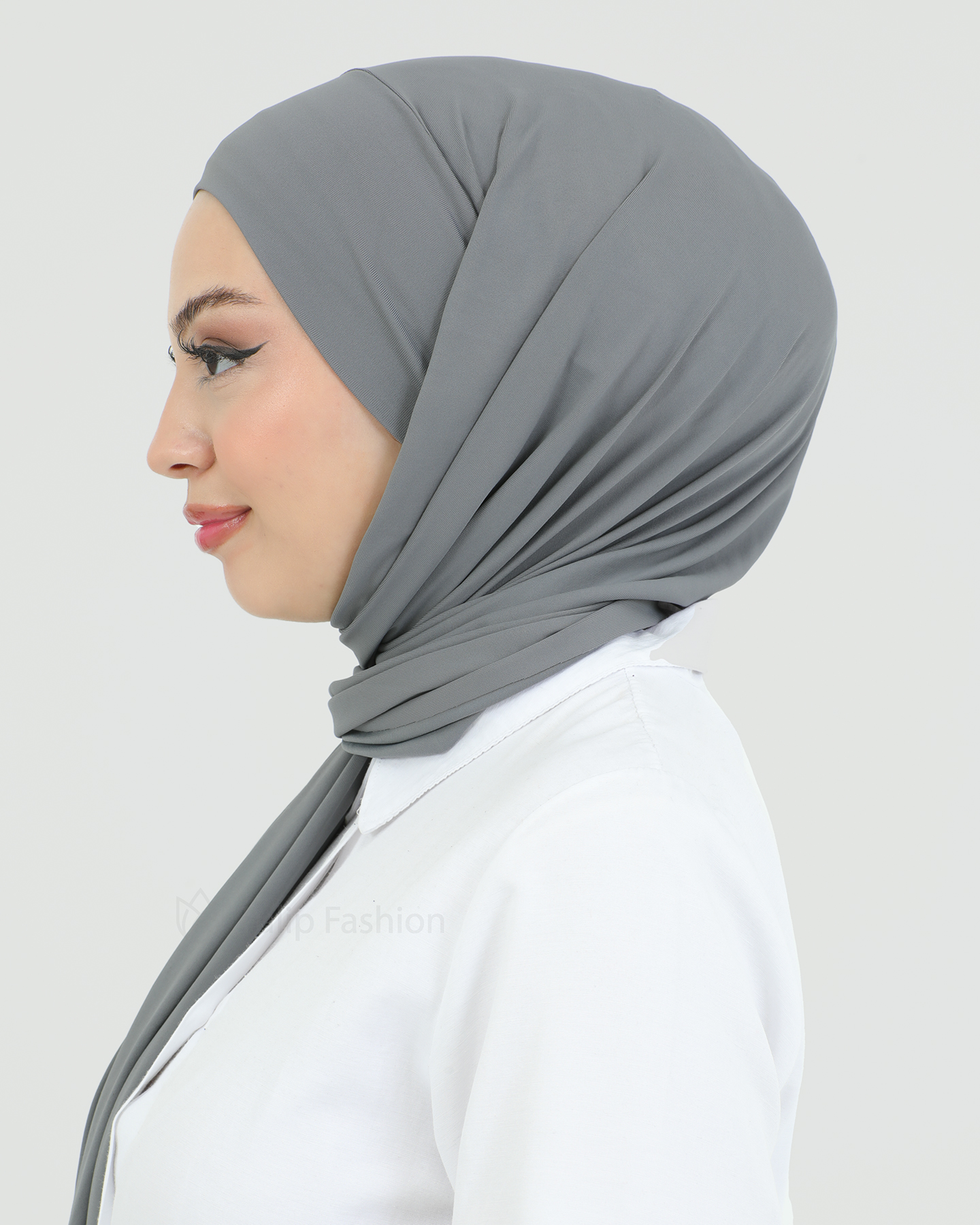 Hijab - Instant lycra with band - Dark Gray - 3