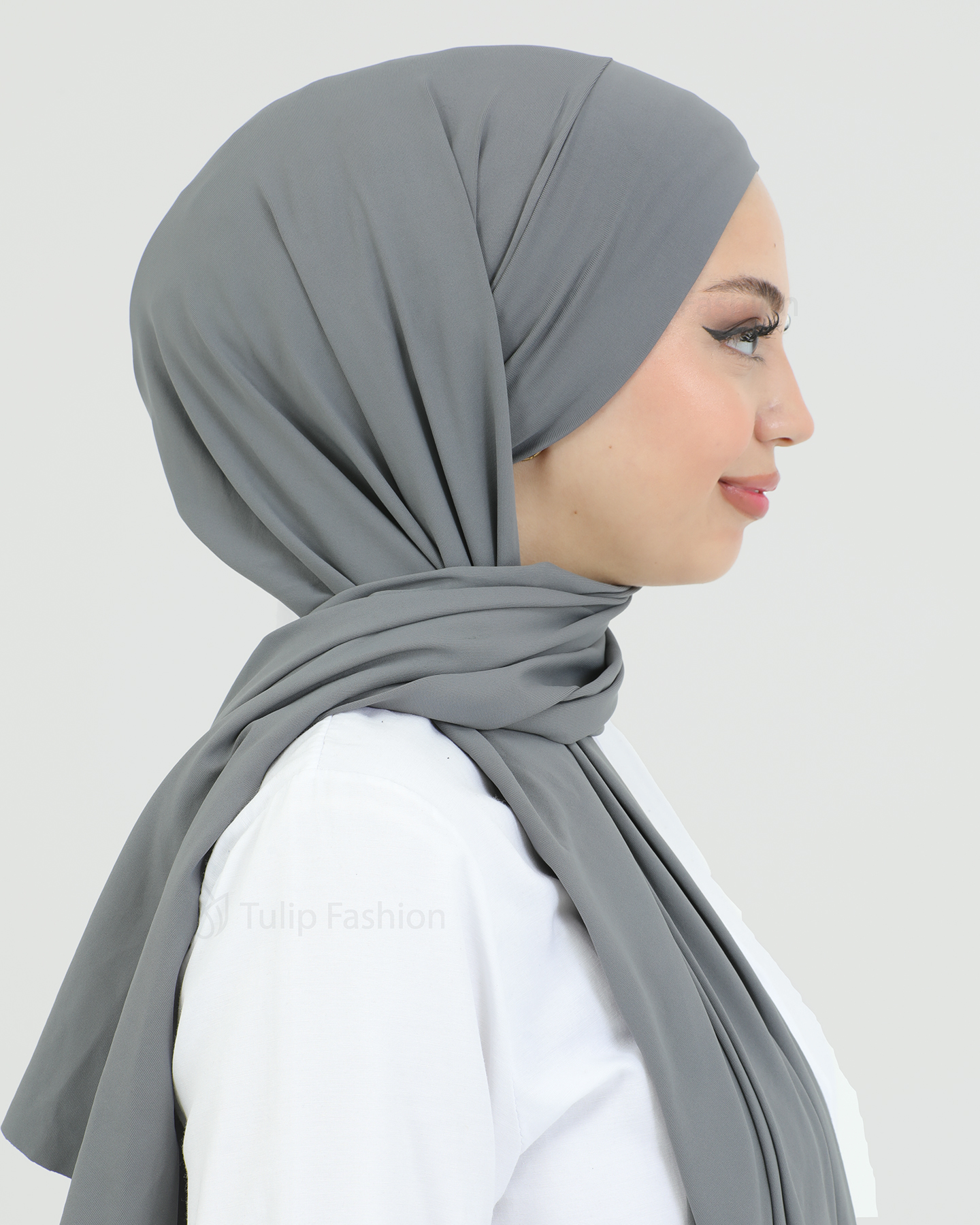 Hijab - Instant lycra with band - Dark Gray - 5