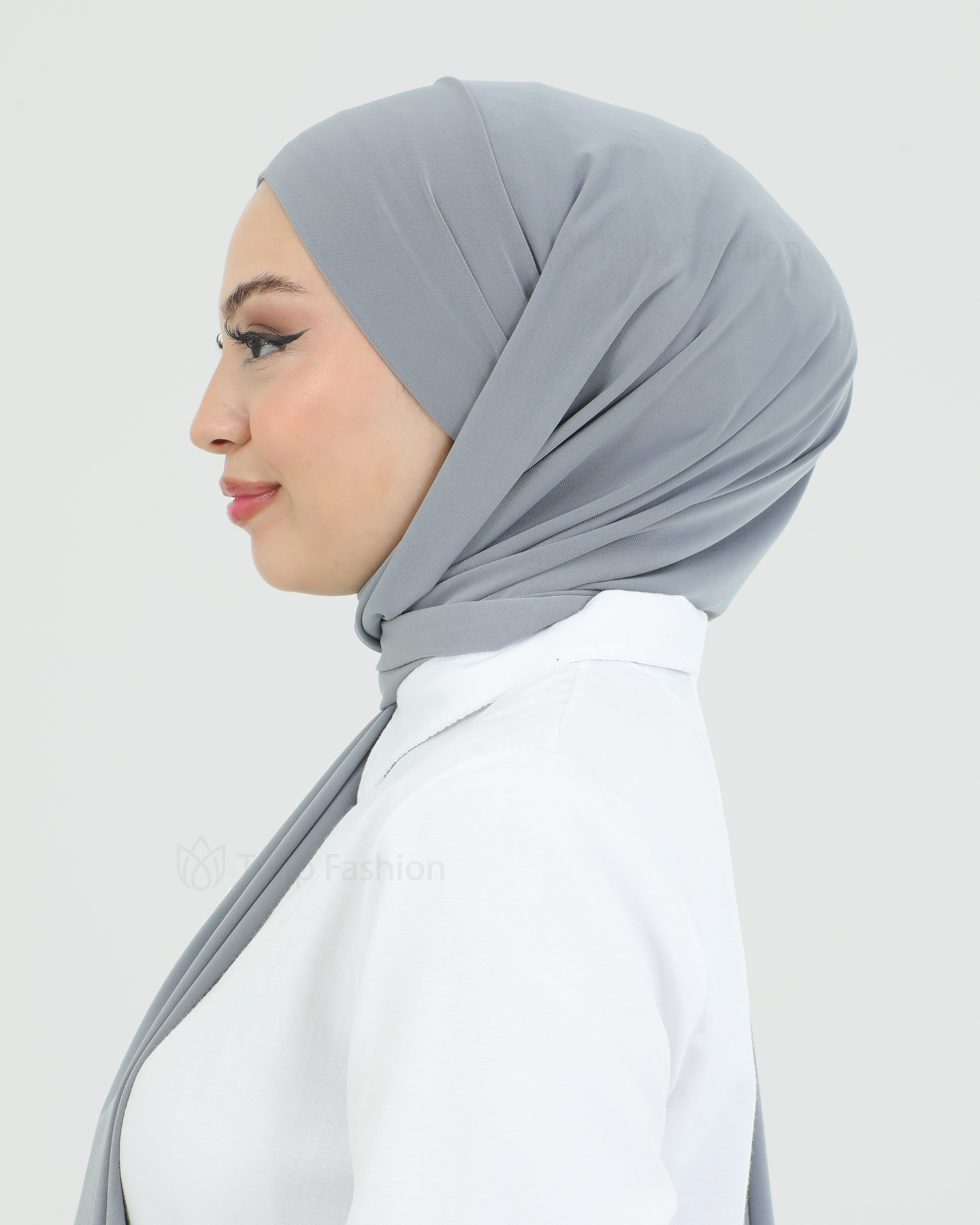Hijab - Instant lycra with band - Gray - 3