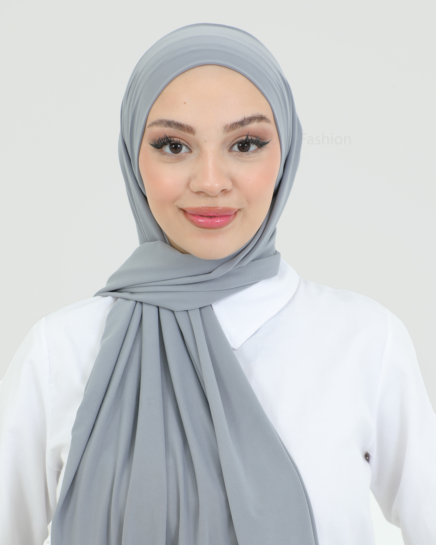 Hijab - Instant lycra with band - Gray - 2
