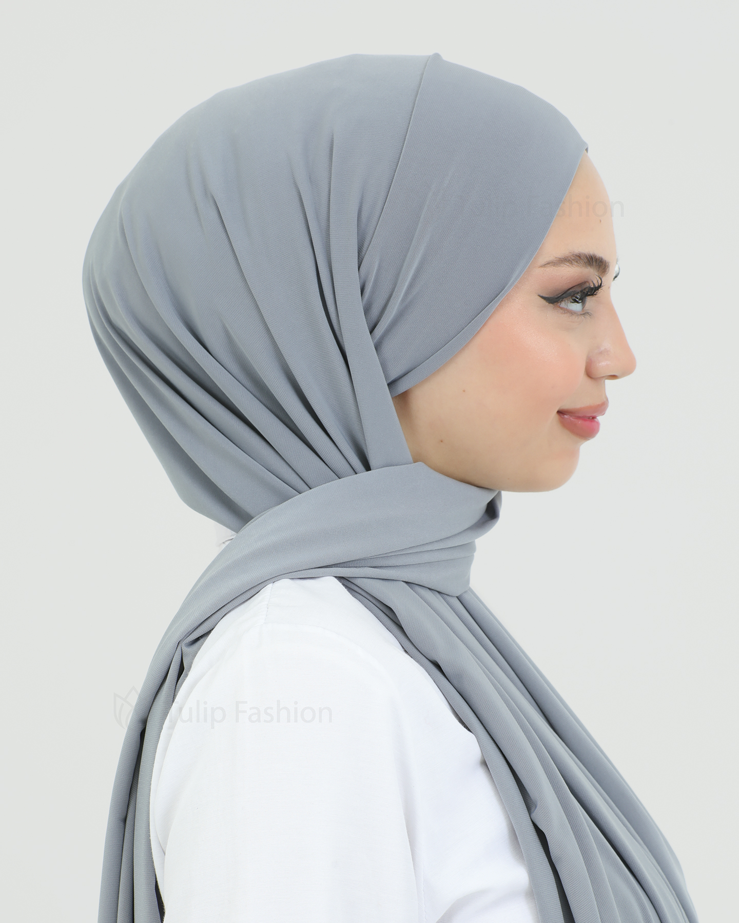Hijab - Instant lycra with band - Gray - 5