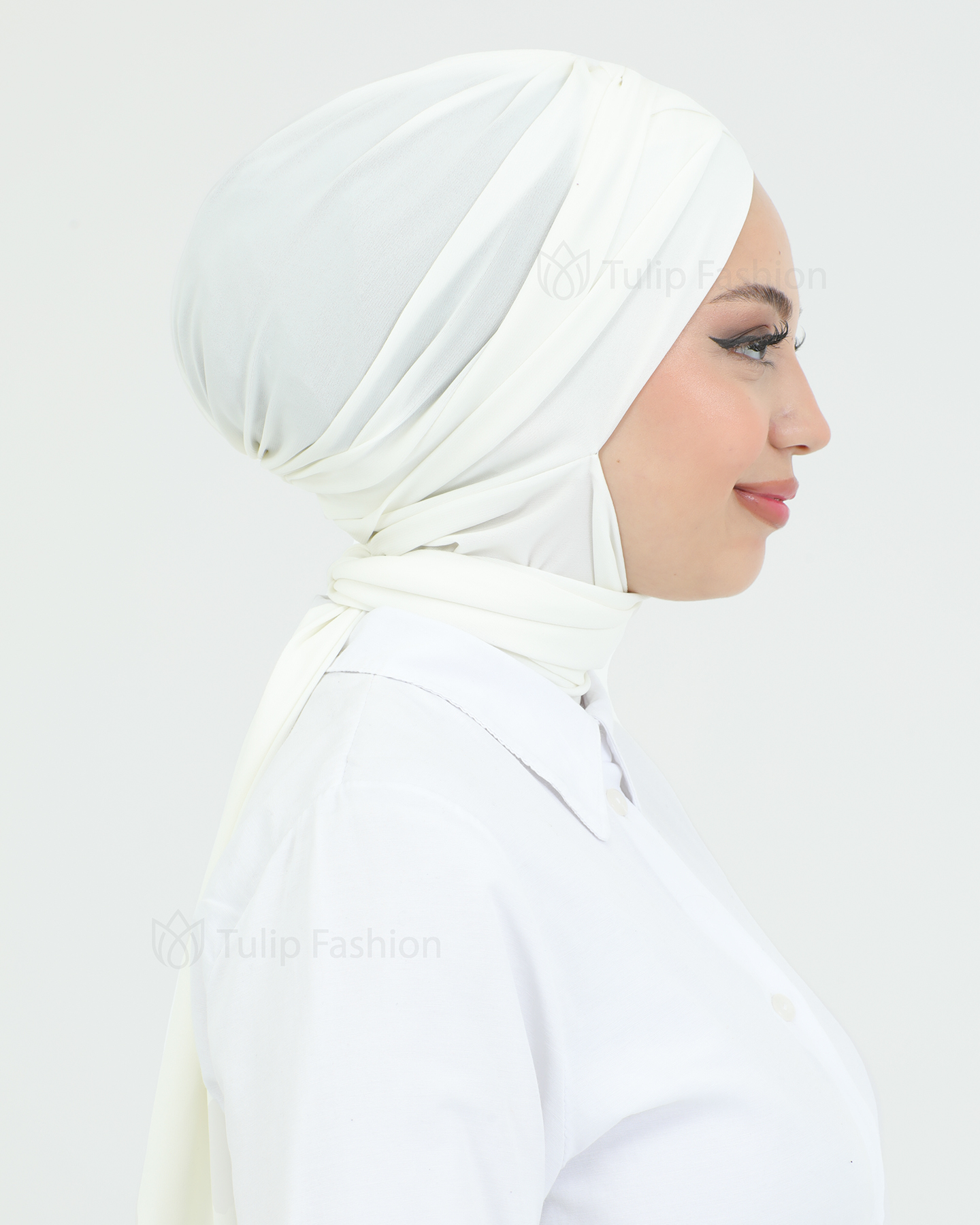 Turban with shawl - Tulia - Off-White - 4