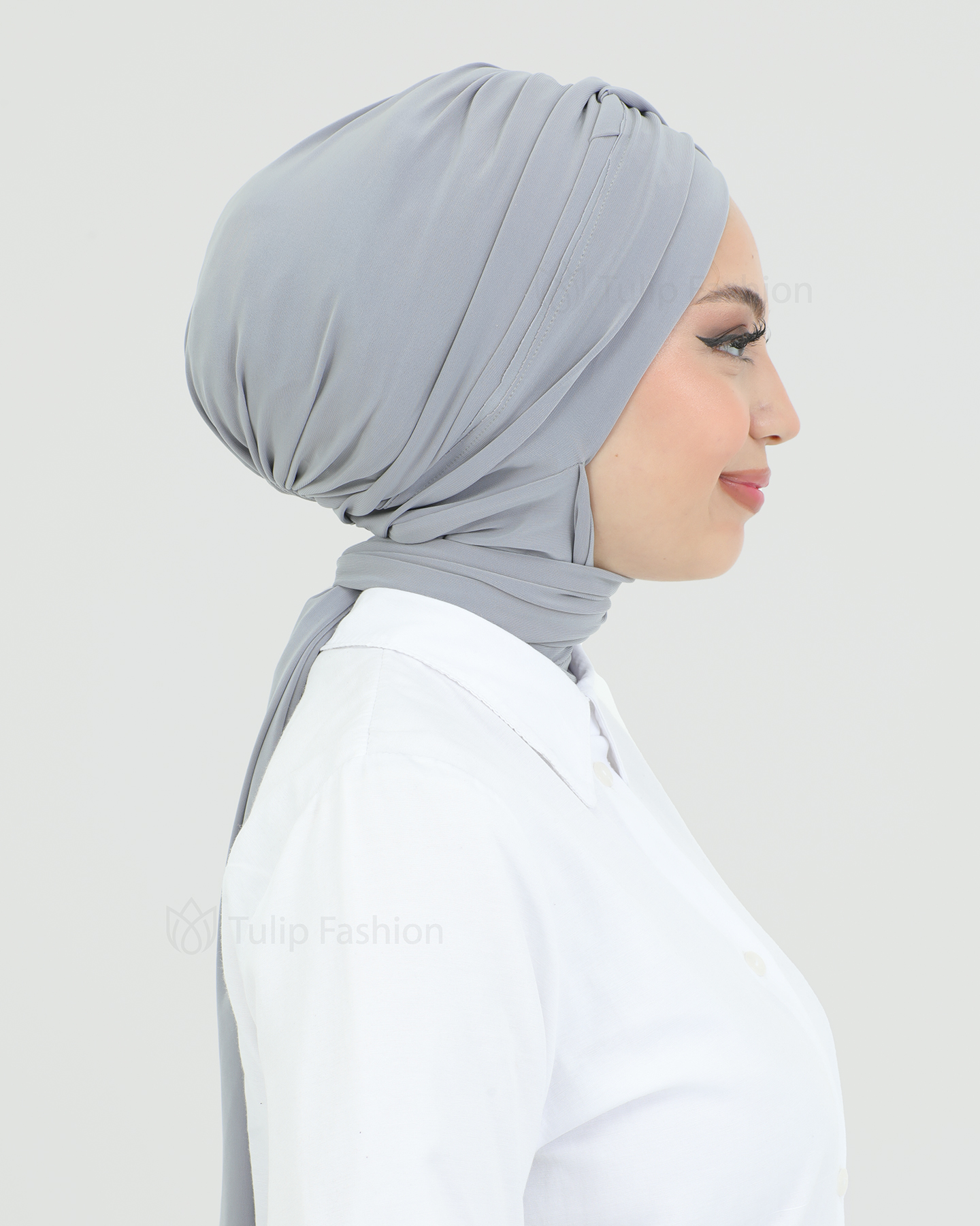 Turban with shawl - Tulia - Gray - 4