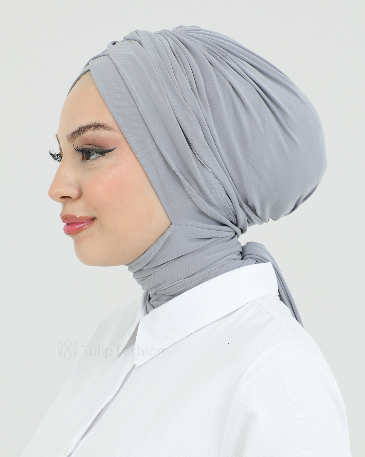 Turban with shawl - Tulia - Gray - 2