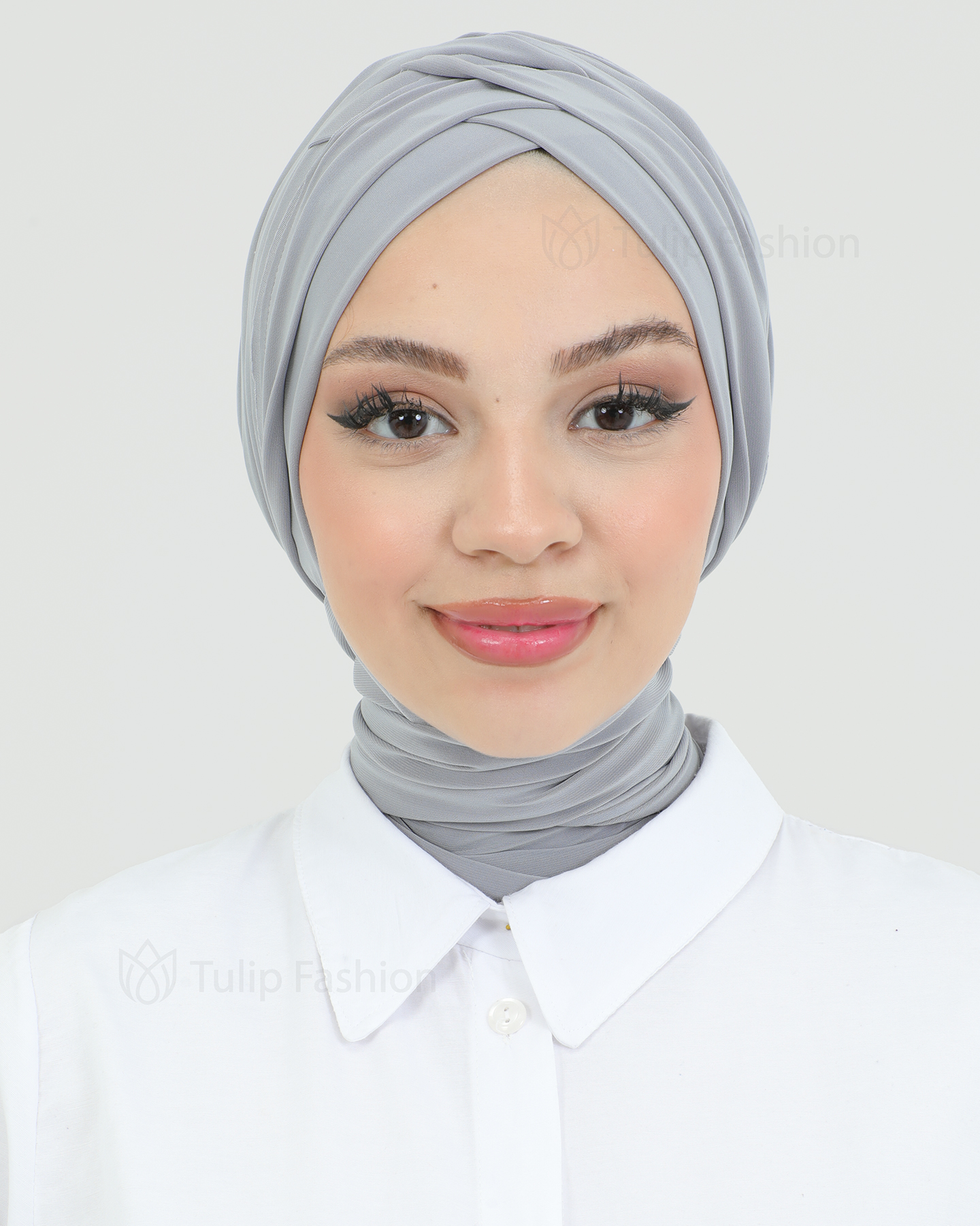 Turban with shawl - Tulia - Gray