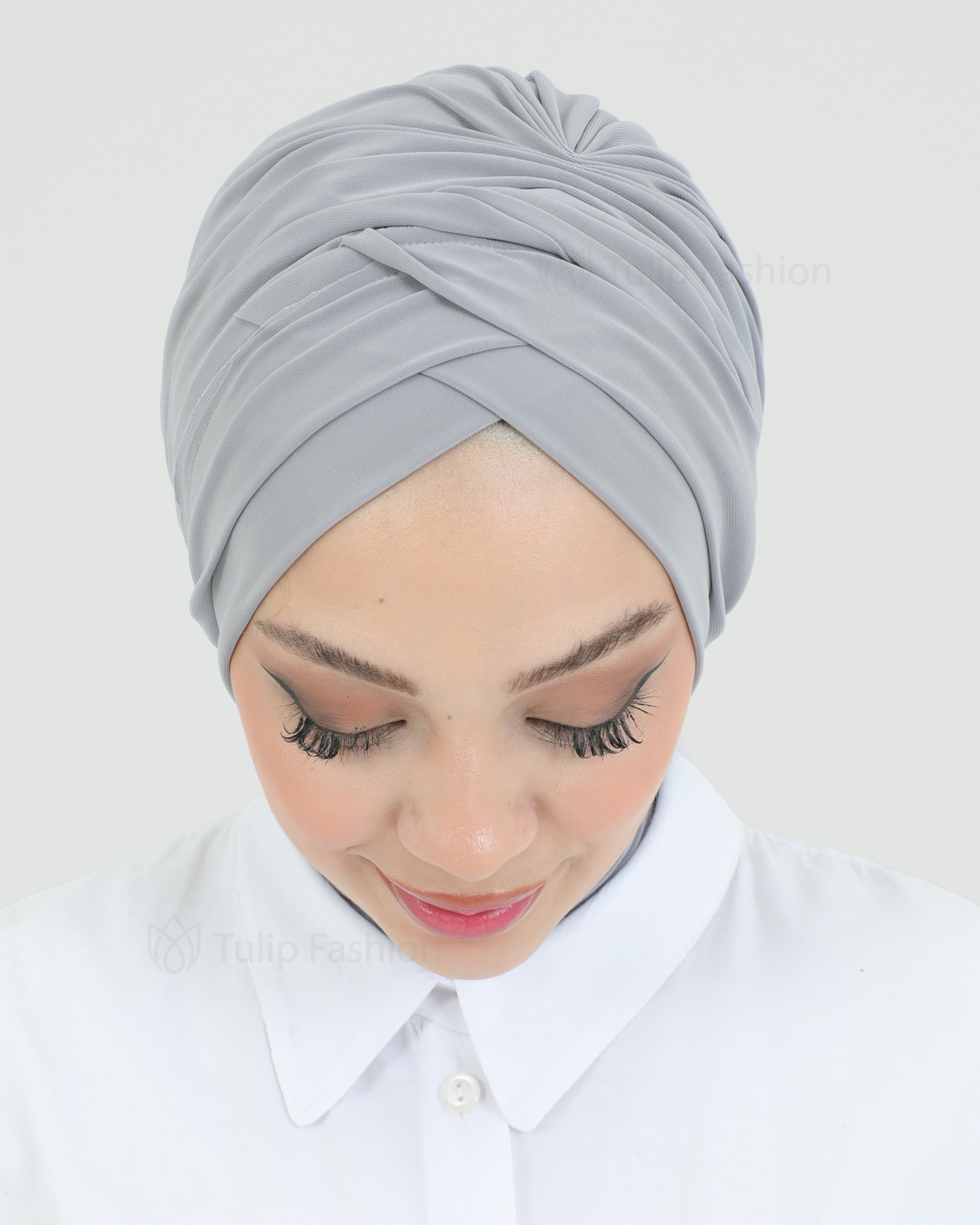 Turban with shawl - Tulia - Gray - 5