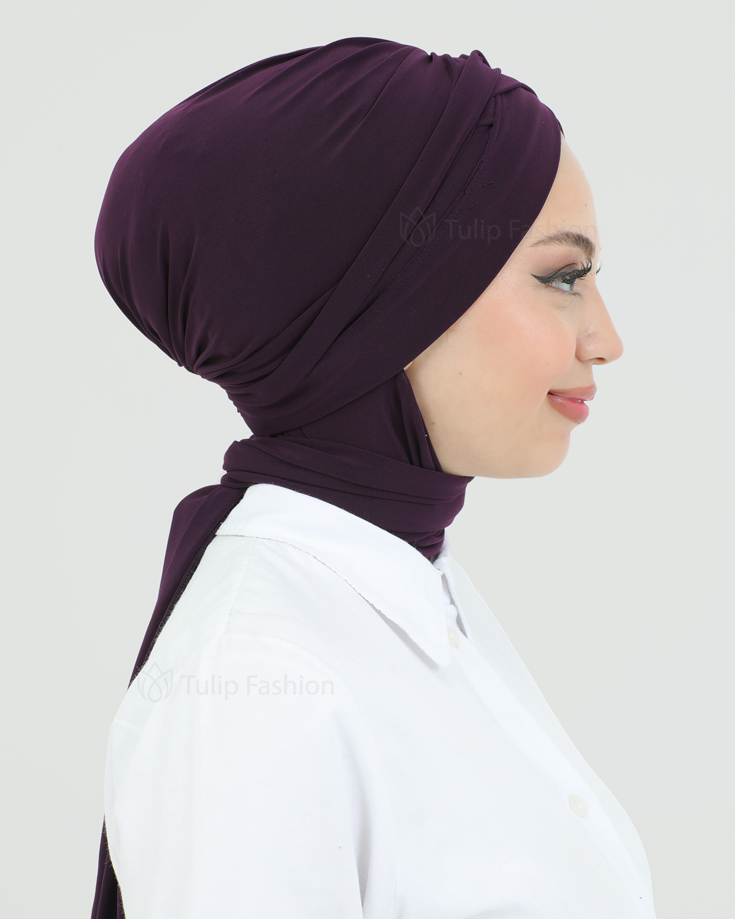 Turban with shawl - Tulia - Dark Purple - 4