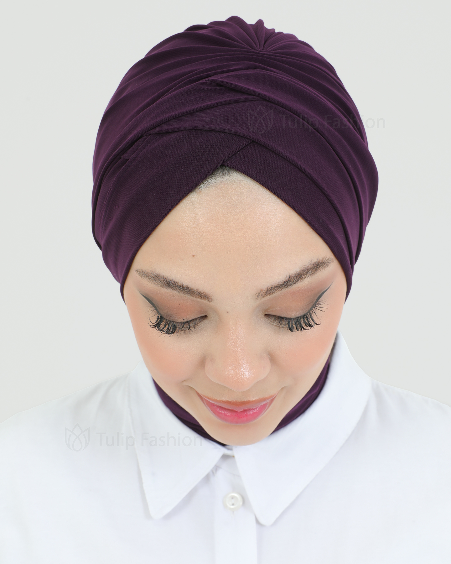 Turban with shawl - Tulia - Dark Purple - 5