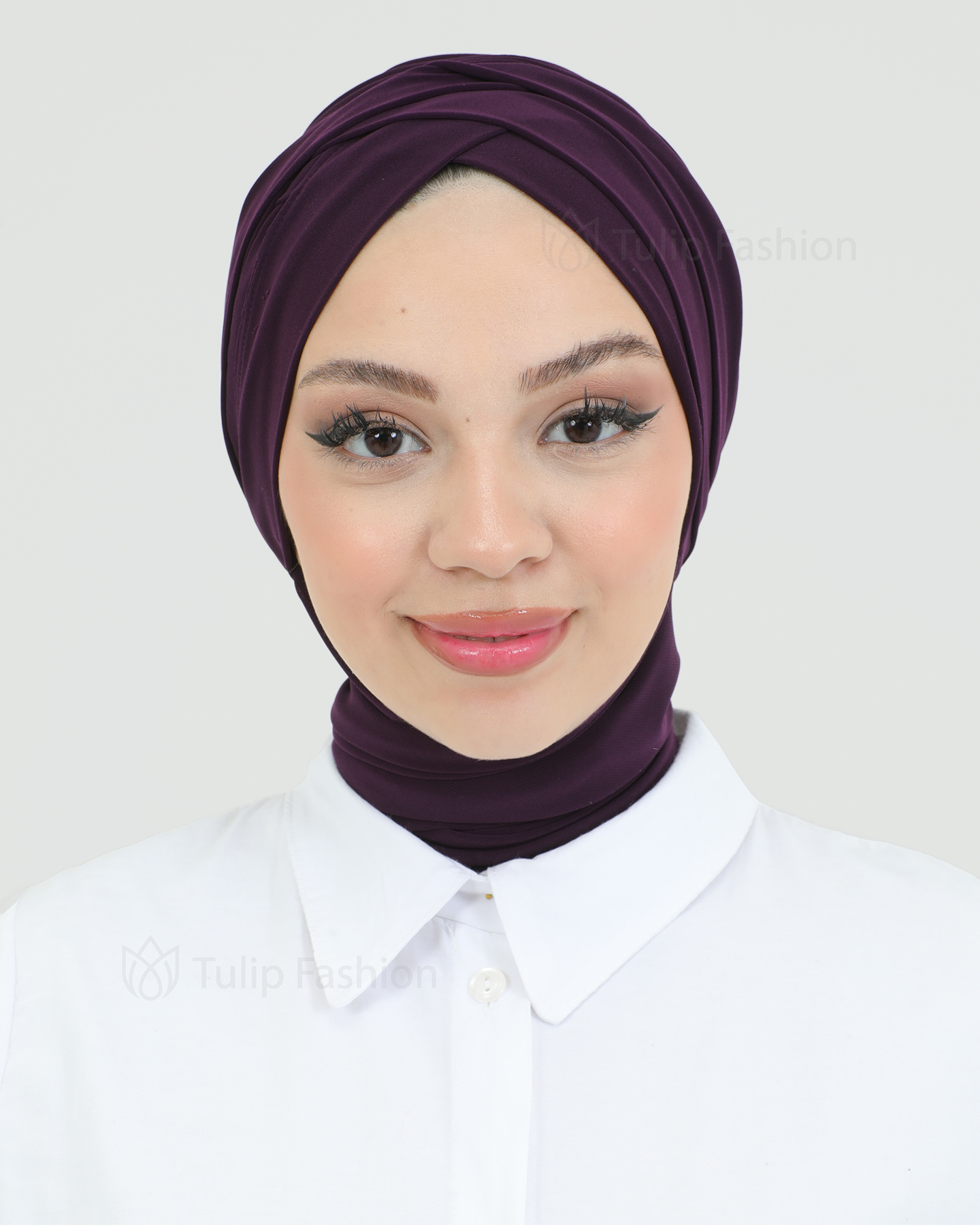 Turban with shawl - Tulia - Dark Purple